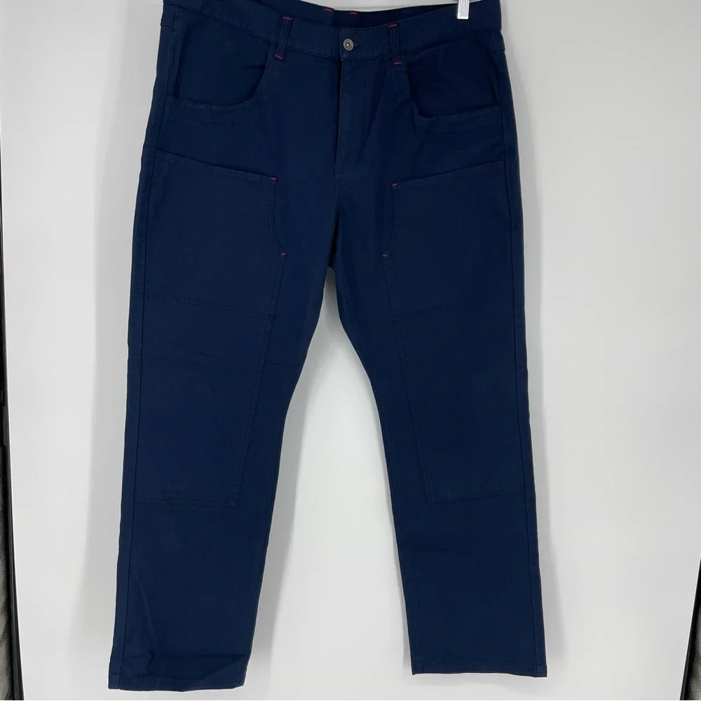 KAVU Klondike Double Knee Pants Blue Outdoor Canvas Cotton Work NWT Mens 40x32
